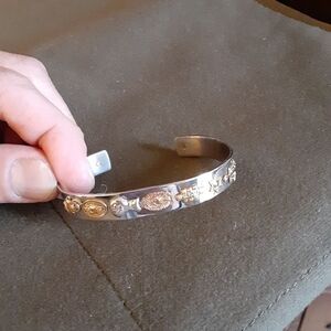 STAINLESS STEEL GOOD LUCK CUFF BRACELET